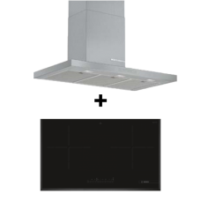 (BUNDLE) BOSCH DWB97CM50B 6 Wall-Mounted Cooker Hood (90cm) + BOSCH PMI82560VN Induction hob (78 cm)